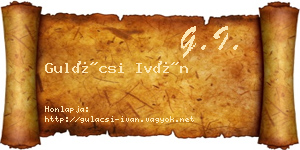 Gulácsi Iván névjegykártya